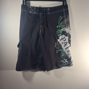 Patron Men's Green & Black Abstract Board Shorts Size 30